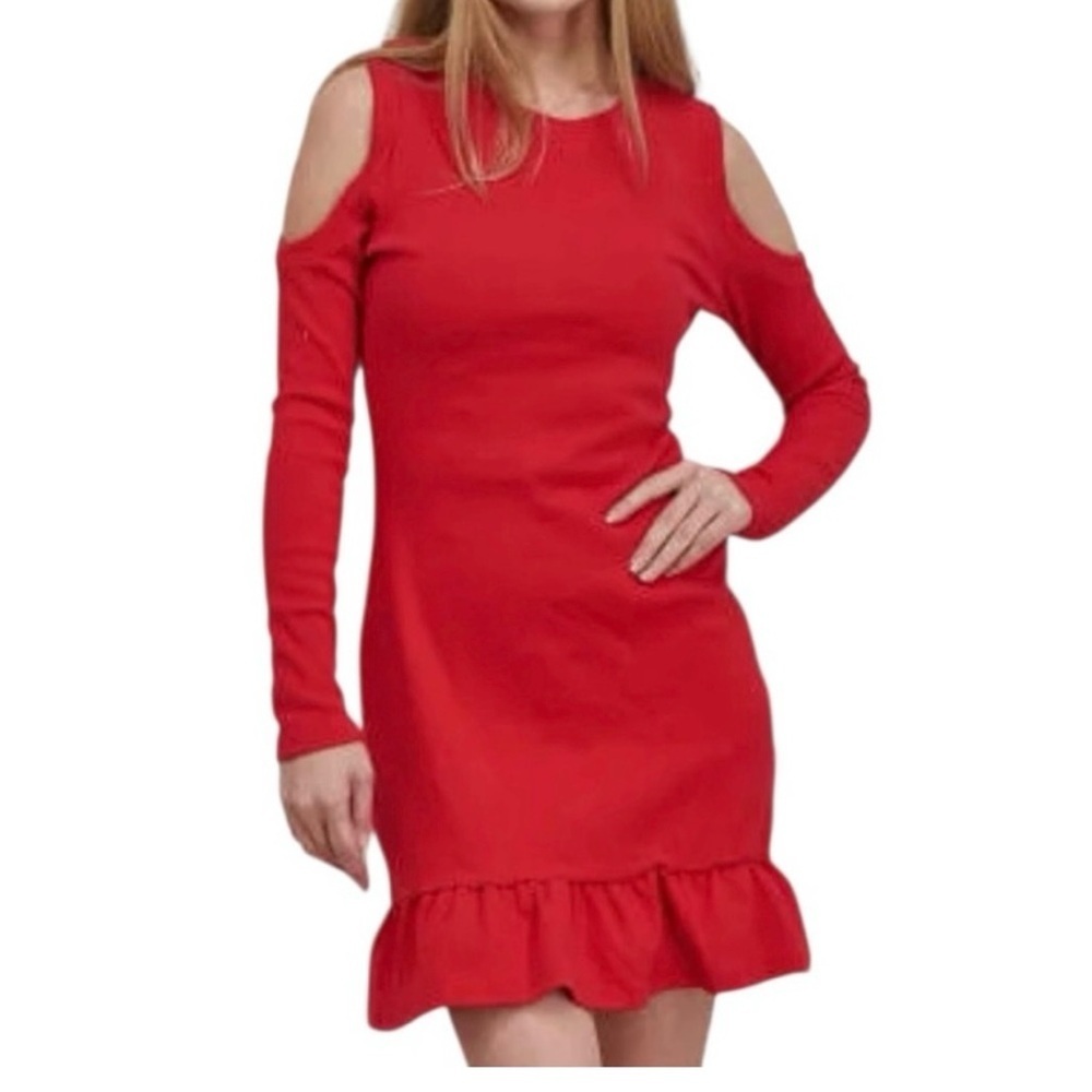 NWT - AVEC LES FILLES Red Cold Shoulder Mini Dress